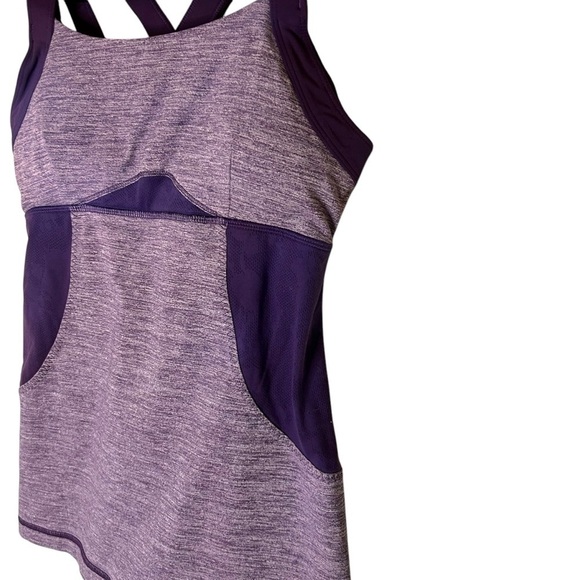 Lululemon Chaturanga Tank-Heathered Concord Grape Athletic Tank with Mesh- Size8 - Picture 10 of 15